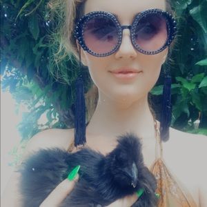 Zara | Accessories | Zara Black Pearl Tasseled Sunglasses | Poshmark